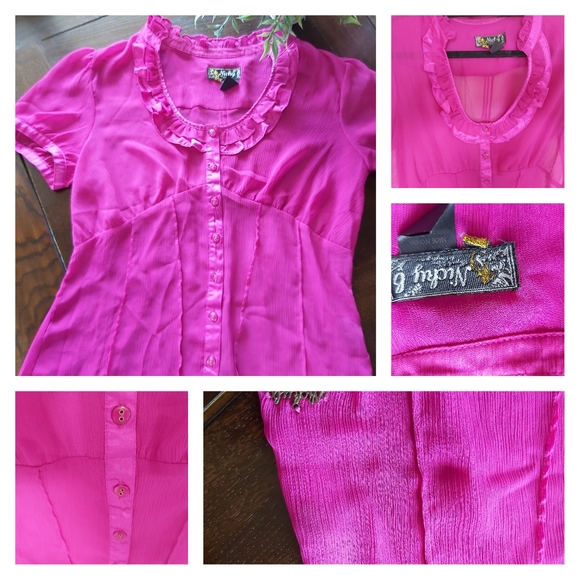Nicky B bright pink blouse/ B3 - Picture 5 of 6